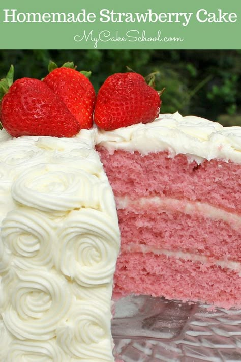 Fresh Strawberry Cake From Scratch, Easy Homemade Strawberry Cake, Strawberry Oreo Cake, Strawberry Cake Homemade, From Scratch Strawberry Cake, Homemade Strawberry Cake From Scratch, Strawberry Cake Recipe From Scratch, Strawberry Moose, The Best Strawberry Cake