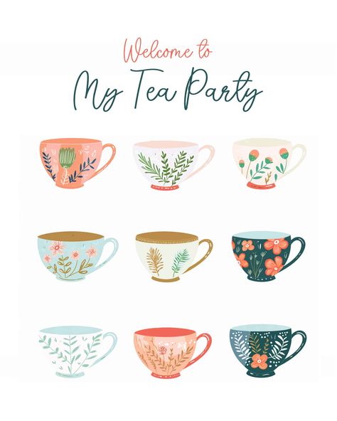 Tea Party Clipart, Party Clipart, Floral Stickers, Free Prints, Art Reference Photos, Pretty Wallpapers, Tea Party, Cute Drawings, Art Reference