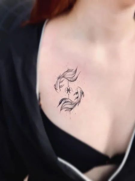 Pisces Chest Tattoo, Pisces Tattoo Ideas, Most Painful Tattoo, Pisces Constellation Tattoo, Pisces Tattoo Designs, Love Symbol Tattoos, The Water Bearer, Pisces Tattoo, Design Your Own Tattoo