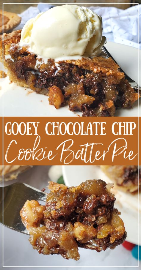 Gooey Chocolate Chip Cookie Pie, Magic Cookie Pie, Gooey Chocolate Chip Pie, Chocolate Chip Cobbler, Chocolate Chip Cookie Peanut Butter Pie, Gooey Butter Pie, Chocolate Chip Cookie Cobbler, Cookie Butter Pie Recipes, Chocolate Chip Cookie Pie Recipe