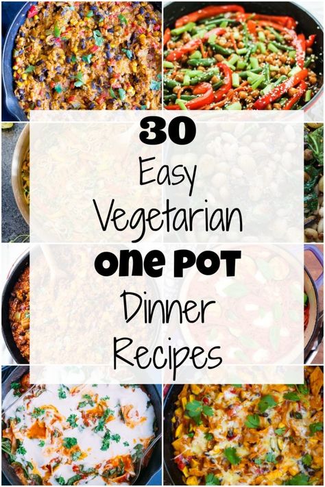 One Pot Dinner Recipes, Vegetarian One Pot, Fast Vegetarian Dinner, Vegetarian Recipes For One, Quick Vegetarian Dinner, Dinner Party Ideas, One Pot Vegetarian, Vegetarian Recipes Dinner Healthy, Healthy Vegetarian Dinner