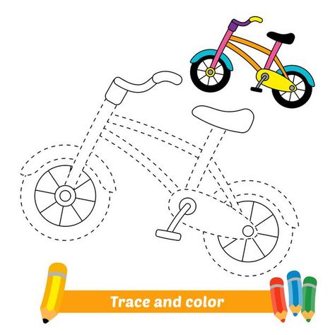 Bicycle Vector, Trace And Color, Color By Number Printable, Vector Line Art, School Kids Crafts, Drawing Lessons For Kids, Raster To Vector, Procreate Ipad Art, Petite Section