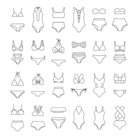 How To Draw Bathing Suits, How To Draw A Swimsuit, How To Draw Bikinis, Swimwear Design Sketch, Swimsuit Template, Swimsuit Design Drawing, Swimwear Drawing, Swimsuit Sketch, Swimsuit Drawing