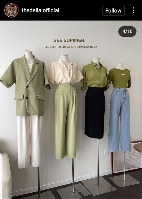 Modest Outfits Pants, Soft Summer Palette, Neutral Pants, Fashion Show Poster, Green Outfits, Mix Match Outfits, Color Combos Outfit, Color Combinations For Clothes, Style Hijab