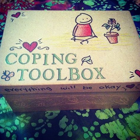 My Coping Toolbox! Filled with coping objects, items, photos, etc. for self care when ED behaviors strike. Coping Toolbox, Awareness Group, Child Life Specialist, School Social Work, Therapeutic Activities, Counseling Activities, Child Therapy, Art Therapy Activities, Counseling Resources