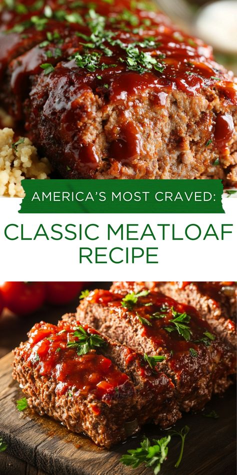 Everyone’s talking about this classic meatloaf recipe! Perfectly seasoned and incredibly comforting, this meatloaf is America’s favorite. Save this pin for later and make dinner a hit tonight. Click to learn how to make this classic dish! The Best Classic Meatloaf Recipe, All Recipes Meatloaf, Meatloaf No Tomato Sauce, Meatloaf Recipes With Green Peppers And Onions, Country Meatloaf Recipes, Vintage Meatloaf Recipes, German Meatloaf Recipes, Meatloaf Recipes Paula Deen, Meatloaf With Beef And Pork