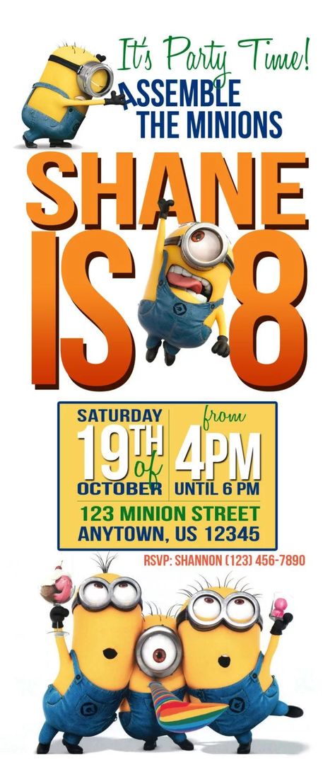 Minion Birthday Party Invitations, Birthday Party Invitations Ideas, Minion Party Invitations, Party Invitations Ideas, Minions Birthday Party, Minion Invitation, Minion Birthday Invitations, Minions Minions, Minions Birthday