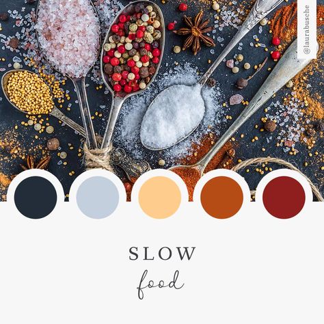 Brand Moodboard: Slow Food Food Blog Branding, Mood Board Food, Food Mood Board, Photo Color Palette, Food Colors Palette, Food Blog Design, Food Moodboard, Brand Moodboard, Peanut Butter And Banana