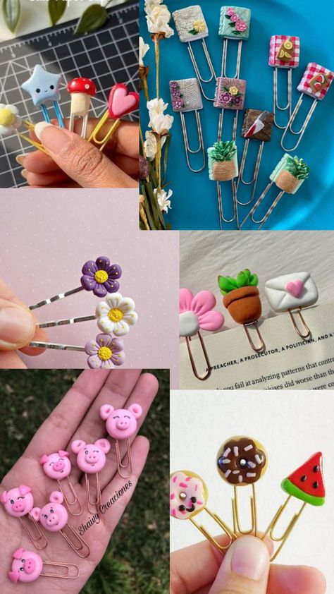 Diy Fimo, Handmade Bookmarks Diy, Clay Crafts For Kids, Polymer Clay Flower Jewelry, Diy Air Dry Clay, Clay Diy Projects, Hand Crafts For Kids, Clay Crafts Air Dry, Polymer Clay Jewelry Diy