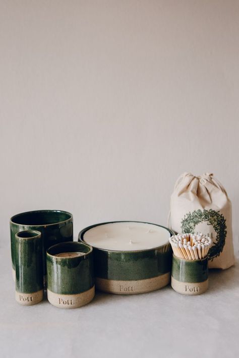 The Holly - Grand, Standard, Petite and Dinner refillable candles and refillable MatchPott Pottery Candles, Candles Ceramic, Refill Candle, Ceramics Candle, Ceramic Candles, Candle Pot, Fragrance Packaging, Pottery Candle, Eco Friendly Candles