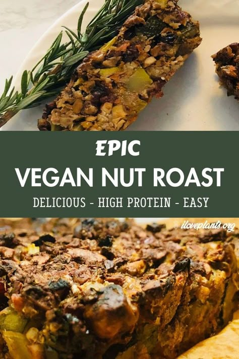 Nut Roast Recipe, Vegan Nut Roast, Meatless Dinner Ideas, Roasted Nuts Recipe, Nut Roast, Nut Loaf, Plant Based Meal Planning, Plant Based Meal, I Love Plants