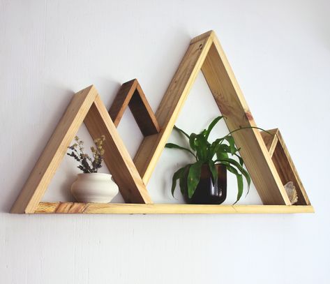 Shelves Nursery, Mountain Shelf, Reclaimed Wood Decor, Mountain Wall Decor, Rustic Wooden Shelves, Nursery Shelves, Floating Shelves Diy, Scrap Wood Projects, Mountain Wall