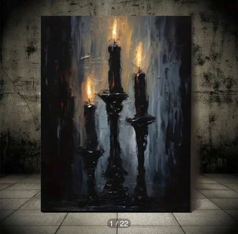 فن النسيج, Halloween Canvas Art, Seasonal Wall Decor, Dark Paintings, Textiles Artwork, Halloween Wall Decor, Candle Art, Poster Abstract, Hur Man Målar