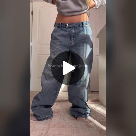 TikTok · Brooke Barry High Rise To Low Rise Jeans Diy, How To Make High Rise Jeans Low Rise, How To Make Jeans, Altering Jeans, Big Jeans, Original Hem, Singer Sewing Machine, Singer Sewing, Jeans Diy