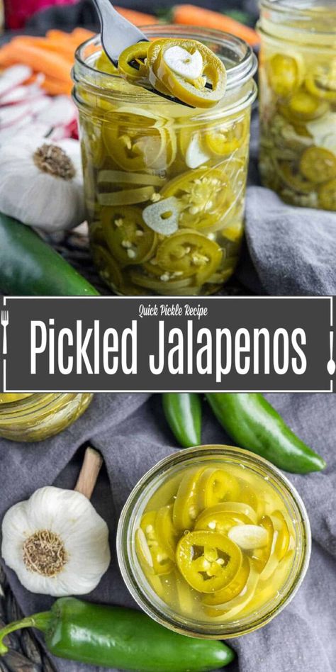 Quick Pickled Jalapenos, Pickled Jalapenos Recipe, Pickle Vegetables, Pickled Jalapeno Recipe, Jalapeno Recipe, Canning Jalapeno Peppers, Pickled Pepper Recipe, Quick Pickle Recipe, Quick Pickle