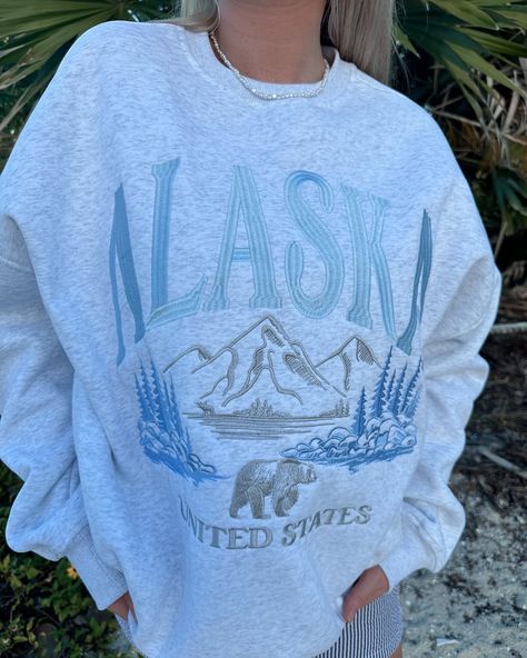 CHECK OUR BIO FOR A SURPRISE!! New new new 🫎❄️ the shades of blue 🩵❄️ I will be living in this sweatshirt this winter! Walk The Line, Future Wardrobe, Merch Ideas, Cute Sweatshirts, Womens Crewneck, Logo Collection, Clothing Logo, Pearl Grey, Embroidered Sweatshirts