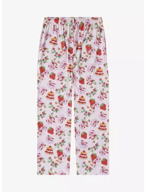 Strawberry Shortcake Icons Allover Print Sleep Pants - BoxLunch Exclusive, Strawberry Shortcake Stuff, Strawberry Clothes, Strawberry Shortcake Characters, Strawberry Shirt, Pop Culture Gifts, Varsity Hoodie, Striped Tank Dress, Cute Pjs, Scene Outfits