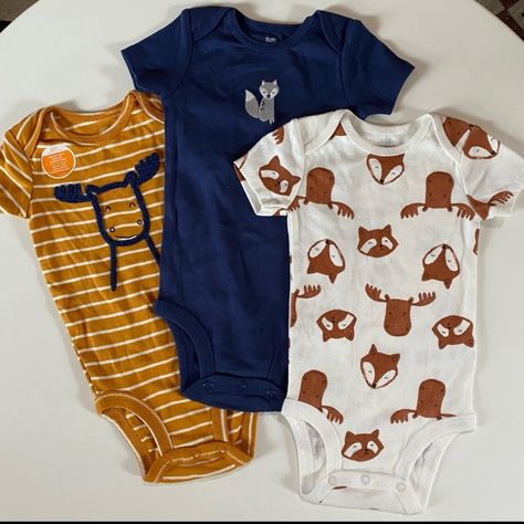 Carters Boys 3 Pack Long Sleeve Bodysuits Moose, Fox, Wolf 24m Fox Nursery Boy Woodland Animals, Baby Wolf T Shirt, Fox Baby Bedding, Fox Baby Clothes, Western Baby Boy Leggings, Baby Girl Purple, Newborn Onesies, Camo Baby Stuff, Carters Baby Boys