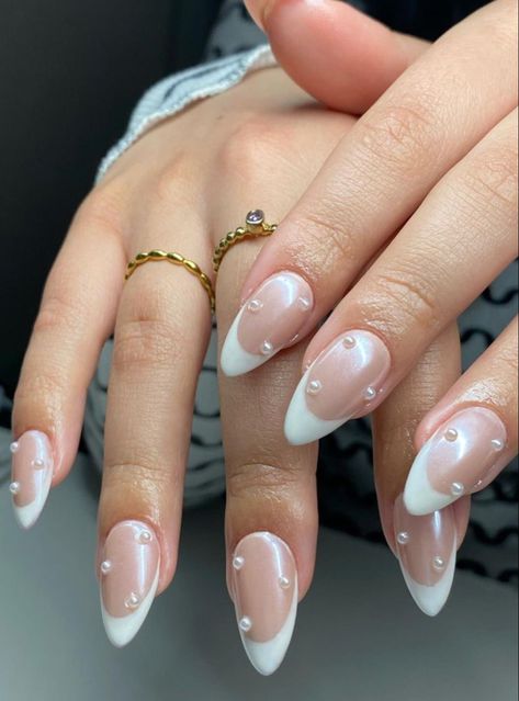 Hoco Nails, Graduation Nails, Her Nails, Pearl Nails, Gem Nails, Pink Nail, Bridal Nails, Prom Nails, Short Acrylic Nails