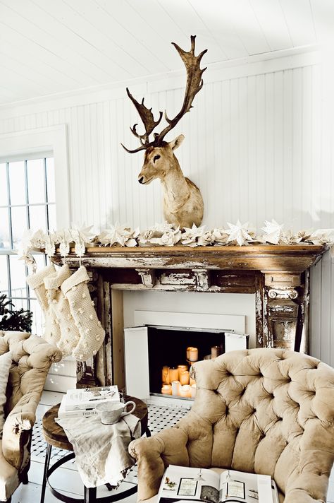 How to decorate for Christmas with only two items How To Decorate For Christmas, Christmas Antlers, Trendy Christmas Decor, Decorate On A Budget, Paper Garlands, Christmas Branches, Decorate For Christmas, Liz Marie, Christmas Aesthetic Wallpaper