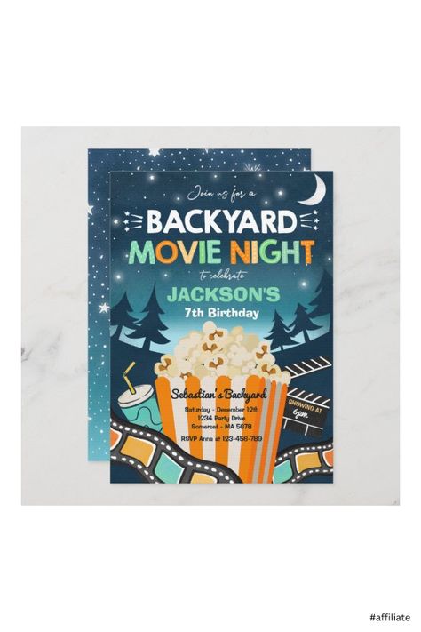 Under The Stars Cake, Camping Movie Night, Camping Movies, Movie Under The Stars, Birthday Movie, Movie Night Birthday, Movie Night Birthday Party, Movies Under The Stars, Camping Birthday Party