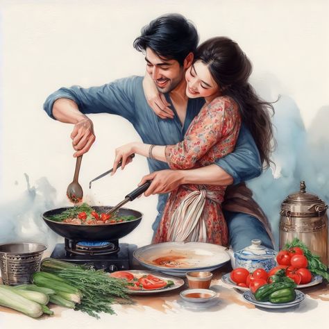 Romantic Poses Couple Photos, Spiritual Couple Art, Romantic Paintings Couple, Cartoon Couple Photos, Couple Cartoon Pictures, Mine Tattoo, Romantic Connection, Love Soulmate, Best Couple Pics For Dp