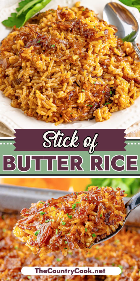 This quick and easy Stick of Butter Rice recipe has only 4 ingredients and is a fantastic side dish. It packs a punch of flavor and can be prepped in minutes! Rice And Veggie Side Dish, Sides Dishes Rice, Stick If Butter Rice, One Minute Rice Recipes, Side Dishes Using Rice, Casserole Rice Recipes, Minute Rice Side Dishes, Simple Rice Dish, Flavored Rice Recipes In Rice Cooker