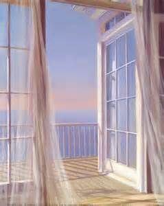 Image Search Results for white sheer curtains and the beach scenes An Open Window, A Room With A View, French Windows, Room With A View, Window View, Beach Living, Open Window, Through The Window, Ocean Breeze