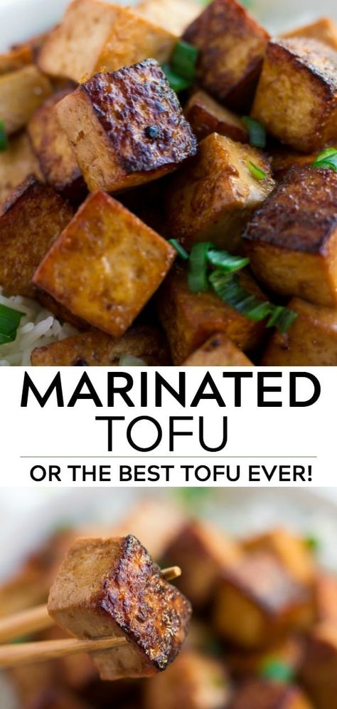 Marinated Tofu (The Best Tofu Ever!) Firm Tofu Marinade, Marinaded Tofu Recipes, Cooking Tofu In Air Fryer, Cook Tofu For Beginners, Tofu Chicken Marinade, Crispy Tofu Marinade, Marinated Air Fryer Tofu, Airfryer Tofu Recipes, Asian Marinade For Tofu