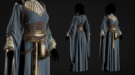 ArtStation - Female outfit set #2, Naama Wizard Outfit Female, Wizard Outfit, Mage Robes, Celebrity Brides, Outfit Female, Unconventional Wedding, Larp Costume, White Gown, Fantasy Gowns