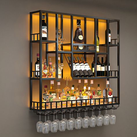 Bar Counter Hanging Wine Rack Wine Glasses Holder Wine Stand Holder https://m.alibaba.com/product/1600666858936/Bar-Counter-Hanging-Wine-Rack-Wine.html?__sceneInfo={"cacheTime":"1800000","type":"appDetailShare"} Wall Mounted Mini Bar, Wine Counter Ideas, Bar Rack Ideas, Bar Unit Design Modern, Glass Holder For Bar, Hanging Bar Shelves, Wine Bar Ideas Home, Bar Wine Racks, Mini Bar Counter