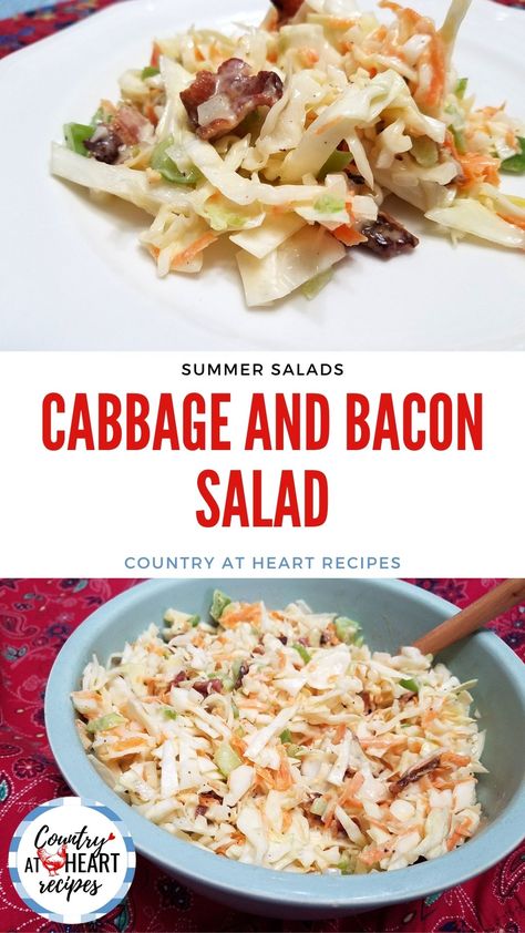 Ranch Salad Recipes, Bacon Carrots, Bacon Slaw, Carrots Salad, Raw Cabbage, Vegetable Salads, Grilled Cabbage, Cabbage Salad Recipes, Hamburgers Grilled