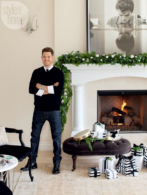 Beloved for his annual Christmas specials and his swoon-worthy song “Home” (plus so many others), Canadian icon Michael Bublé invites us into his Vancouver home as he gets ready to celebra... Jann Arden, Meaningful Decor, Michael Buble Christmas, Christmas Specials, Chet Baker, Chirstmas Decor, Tony Bennett, Living Magazine, Michael Buble