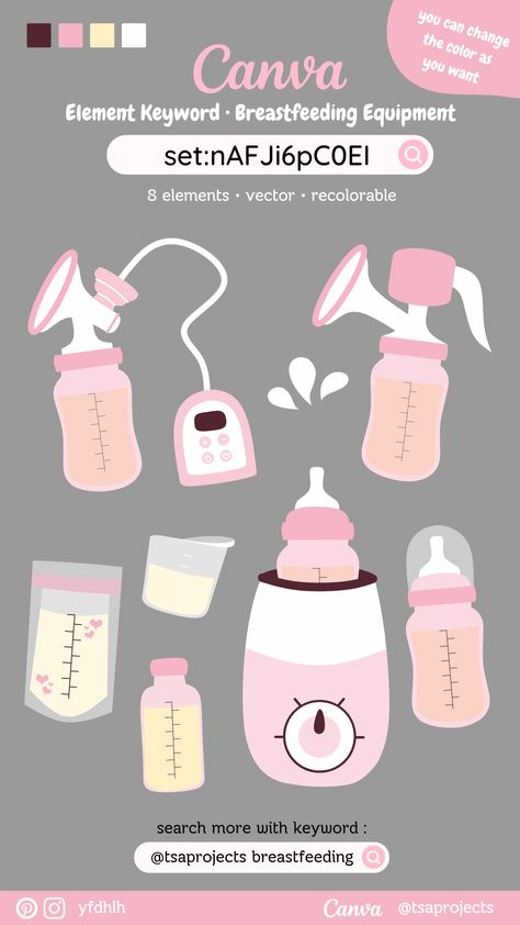 Canva Nursing Elements, Pediatrics Aesthetic, Pumping Milk, Newborn Nursing, Milk Art, Keyword Elements Canva, Graphic Shapes Design, Canva Element Keyword, Bagged Milk