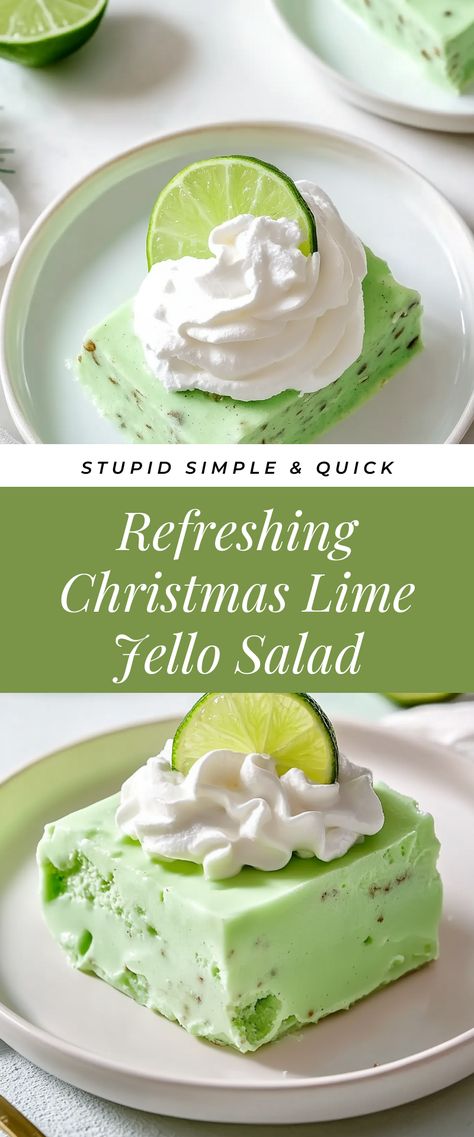 Image for Refreshing Christmas Lime Jello Salad Jello Thanksgiving Salad, Lime Jello Recipes, Lime Jello Salad, Green Jello Salad, Christmas Holiday Treats, Christmas Nibbles, Cranberry Jello Salad, Lime Jello Salads, Holiday Menu Ideas