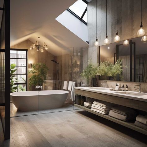 Loft Bathroom, Bathroom Design Luxury, Dream Bathrooms, Dream House Interior, House Bathroom, Modern Bathroom Design, Design Case, House Inspo, Dream Home Design