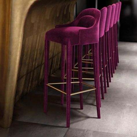 Pink Bar Stools, Home Office Dining Room, Bar Space, Match Velvet, London Interior Design, Bar Unit, Interior Design London, London Interior, Luxury Bar