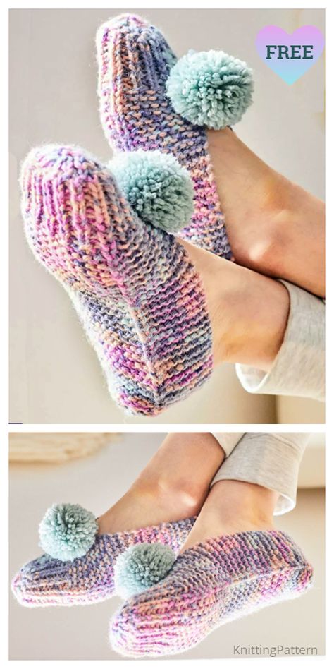 Pattern For Knitted Slippers, Free Patterns Knitting, Easy Crochet Slippers, Knit Slippers Free Pattern, Knit Slippers, Crochet Slippers Free Pattern, Knitted Slippers Pattern, Knitting Patterns Free Beginner, Easy Knitting Projects