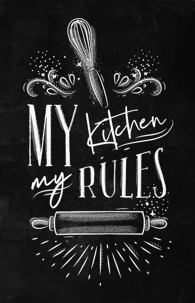 Pastry Equipment, Chalk Background, Drawing Kitchen, My Kitchen Rules, Baking Quotes, Beautiful Kitchen Cabinets, Kitchen Rules, Dining Room Wall Art, Drawing Style