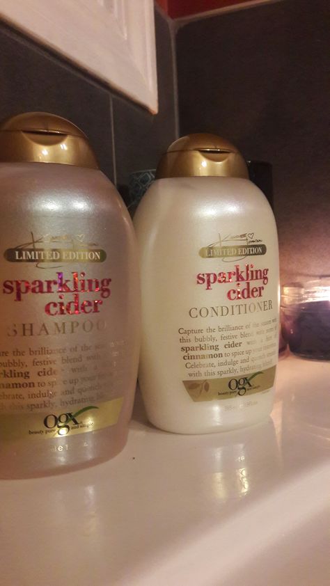 Kandee Johnson holiday "sparkling cider" shampoo and conditioner Christmas Shampoo And Conditioner, Christmas Shampoo, Kandee Johnson, Sparkling Cider, Christmas List, Shampoo And Conditioner, Cider, Shampoo Bottle, Scents