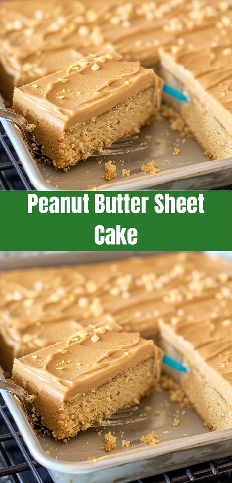 Are you looking for an easy and delicious homemade dessert? Look no further than this Peanut Butter Sheet Cake with Peanut Butter Frosting recipe. In less than an hour, Peanut Butter Cup Sheet Cake, Easy Peanut Butter Sheet Cake, Easy Peanut Butter Cake, Peanut Butter Cake Recipe, Butter Frosting Recipe, Banana Sheet Cakes, Cake With Peanut Butter Frosting, Banana Cake Recipe Easy, Peanut Butter Frosting Recipe