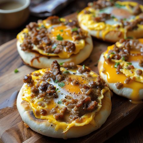 Nice Breakfast Ideas, English Muffin Breakfast Pizza, Unique Breakfast Ideas, Creative Breakfast Ideas, European Breakfast, English Muffin Breakfast, Lake Weekend, Muffin Breakfast, Fun Meals