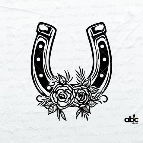 Horse Shoe Svg, Horse Shoe With Flowers, Horseshoe Tattoo With Flowers, Horseshoe Flowers, Horseshoe Svg, Glass Etching Patterns, Horse Shoe Tattoo, Scar Cover Up, Svg Flowers