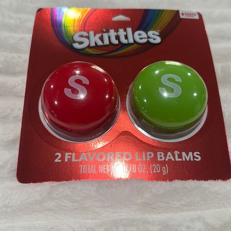 Skittles Flavored Lip Balm. Skin Care Supplies, Candy Lips, Lip Balm Collection, Lip Gloss Balm, Flavored Lip Gloss, Nice Lips, Lip Gloss Collection, Lip Balm Set, Flavored Lip Balm