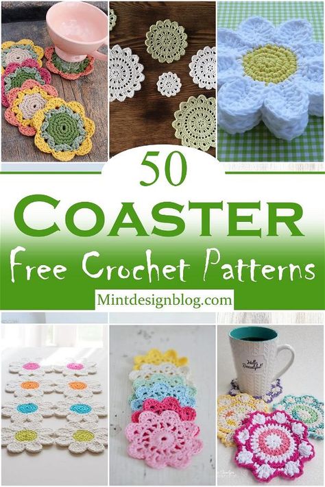 Knit Or Crochet Coasters, Free Coaster Patterns Crochet, Fun Crochet Coasters Free Pattern, Crochet Coaster Patterns Free, Free Crochet Patterns For Coasters, Free Crochet Coaster Patterns Easy, Crocheted Coasters Pattern Free Easy, Free Crochet Coaster Pattern, Crochet Coasters With Holder