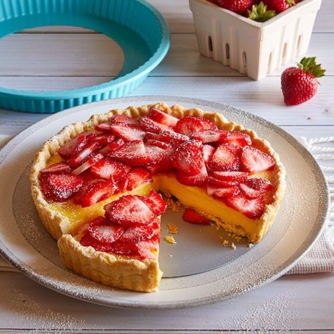 Pampered Chef Tart Pan Recipes, Tart Pan Recipes Desserts, Pampered Chef Recipes Desserts, Tart Pan Recipes, Creme Brulee Cake, Top Desserts, Classic Pancake Recipe, Strawberry Custard, Celiac Diet