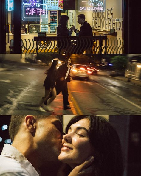 young romance with old vibes all downtown with E&P ✨🎞️ Night City Photoshoot, Earth Tone Photoshoot, Late Night Photos, Nighttime Engagement Photos, City Couples Photography, Couples Downtown, Old Vibes, Night Engagement Photos, Young Romance