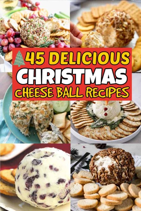 45 Best Christmas Cheese Ball Recipes - christmasonadime.com Cannoli Cheese Ball, Cheese Ball Ideas, Cheeseball Recipes Easy, Christmas Cheese Ball Recipes, Cheddar Cheese Ball Recipes, Christmas Cheese Ball, Cheeseball Recipes, Cheese Log Recipes, Cheese Logs