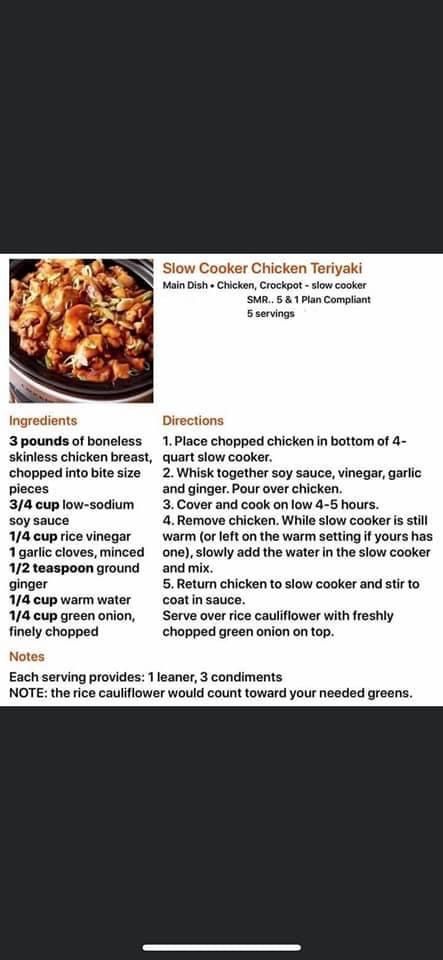 Slow Cooker Chicken Teriyaki, Fast Metabolism Recipes, 400 Calorie Meals, Lean Protein Meals, Lean And Green, Chicken Teriyaki, Lean Meals, Lean And Green Meals, Crab Recipes