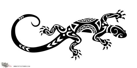 Lizard    Lizards symbolize good luck, and are spiritual guides.    Ancient Celts believed the lizard to represent the shadowy plane of manifestations where everything changes and transforms. Meeting a lizard when on a journey meant that attention had to be paid to all the unclear, under-the-surface activities that may take place all around.    Based on a request by Thiago. Gecko Tattoo, Stammestattoo Designs, Tato Maori, 42 Tattoo, Lizard Tattoo, Filipino Tattoos, Maori Tattoos, Marquesan Tattoos, Maori Tattoo Designs